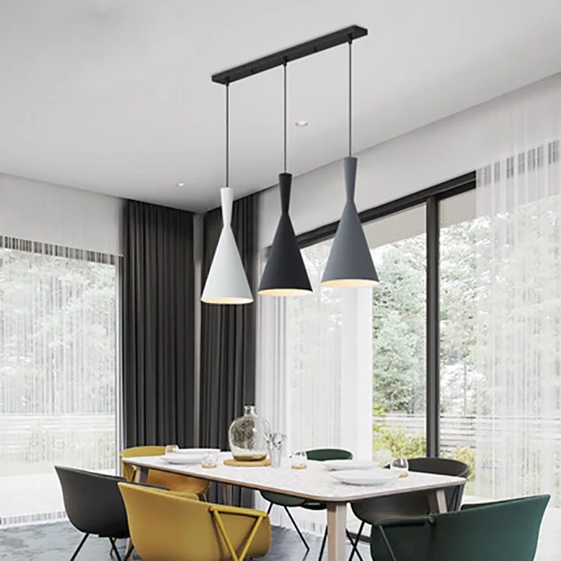 Черный современный минималистичный подвесной светильник E27 для столовой бара