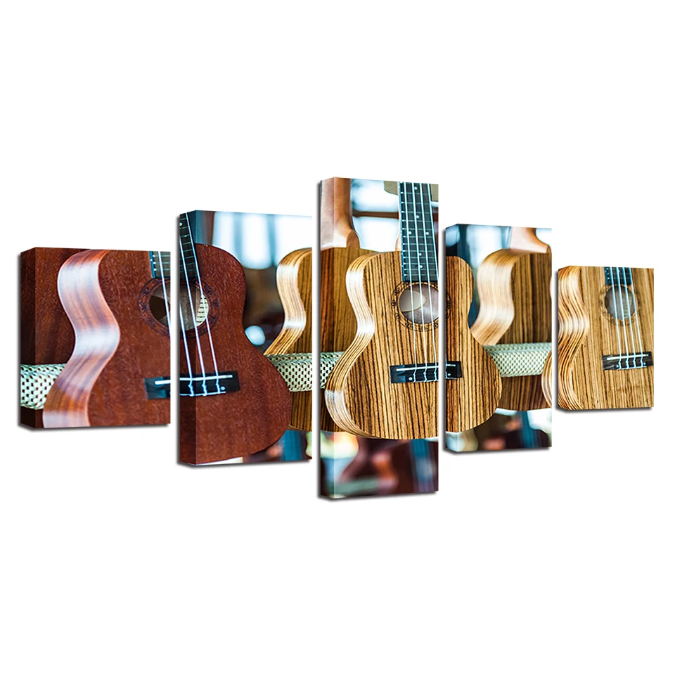 

Home Decor Canvas Painting HD Prints 5 Pieces Musical Instruments Wall Art Guitar Modular Living Room Pictures Artwork Poster
