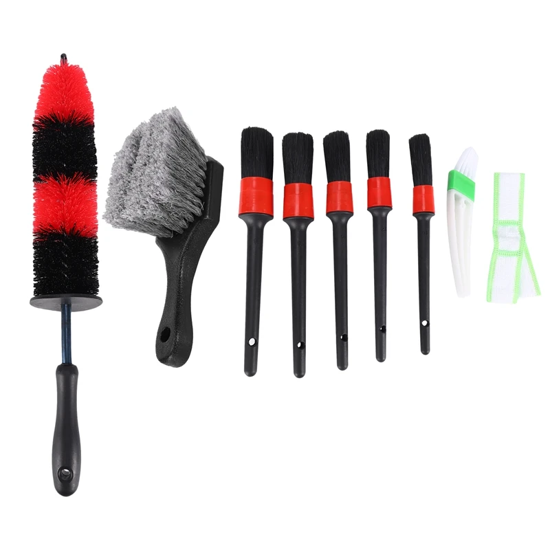 

8Pcs Wheel&Tire Brush, Car Detailing Kit,Wheel Brush and 5 Car Detail Brush 1 Duster Brush,Washing Wheel Dashboard Tool