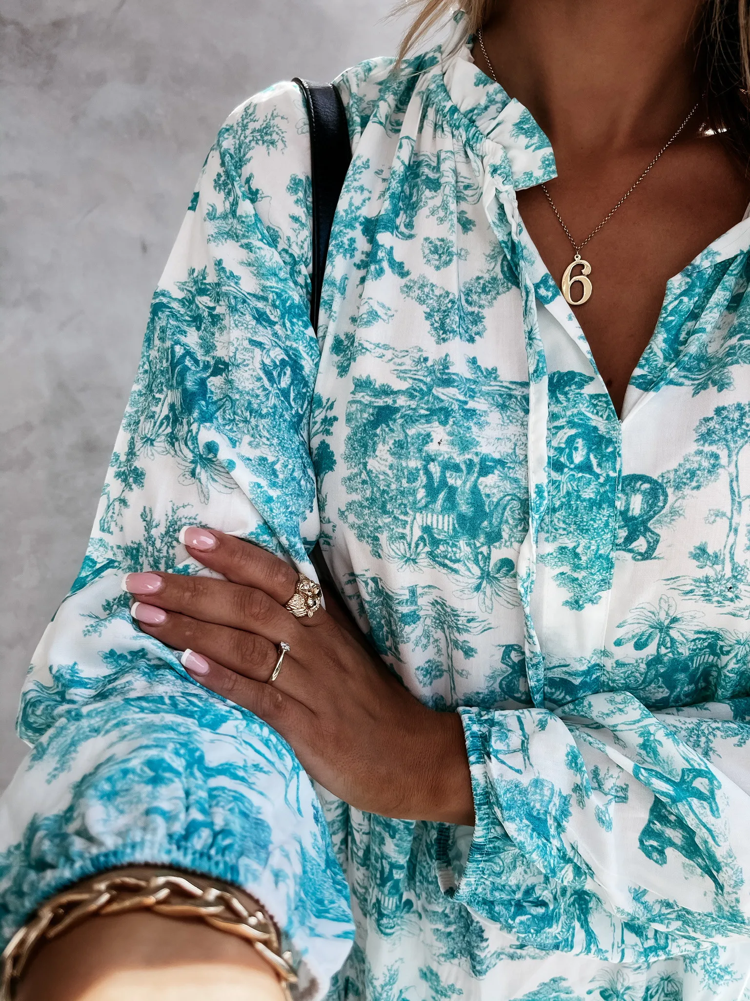 

2021 Summer New Print Casual Women Dress V-neck Loose Long Sleeve Maxi Dress Elegant Sexy Party Female Clothes Plus Size