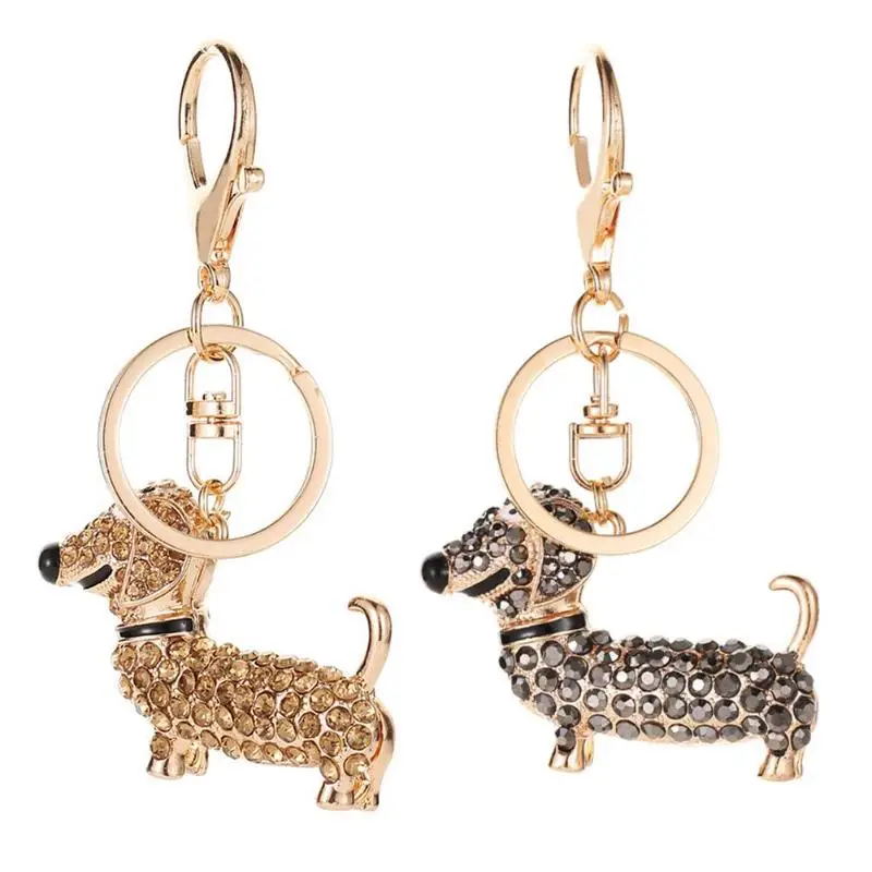 Брелок для ключей со стразами и собачкой милые аксессуары автомобиля мужчин