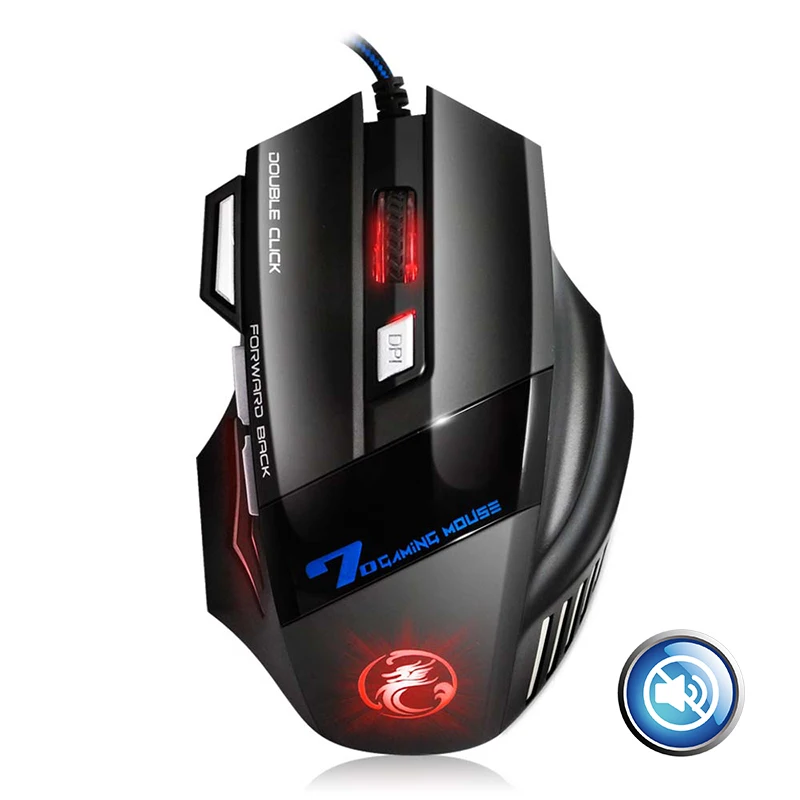 Silent Mouse Игровая мышь, компьютерная эргономичная мышь, Проводная игровая мышь, 5500 dpi, тихий геймер, мышь, оптическая подсветка, PC Mause, 7 кнопок для ноутбука - Цвет: Silent Mouse