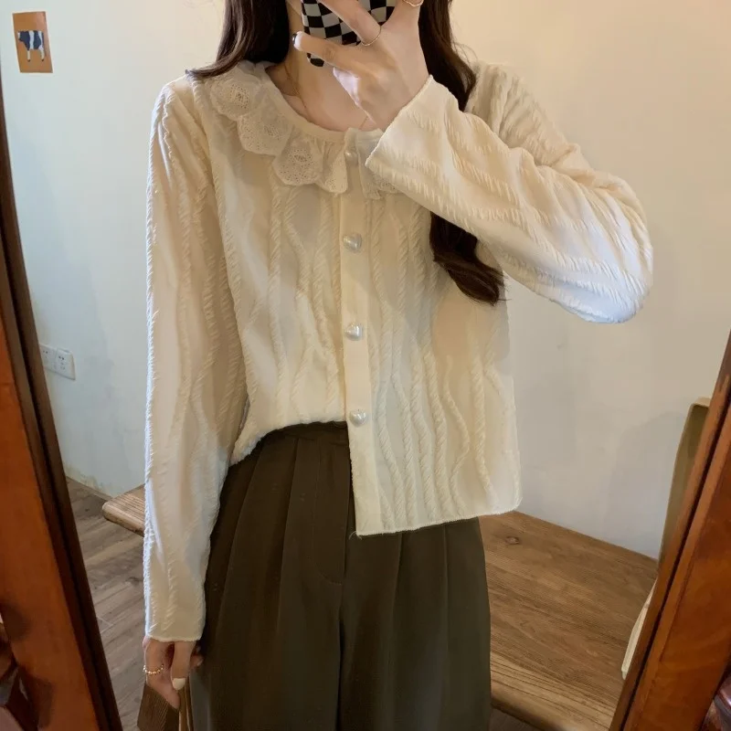 Новинка 2021 французская рубашка с длинным рукавом и воротником для малышей