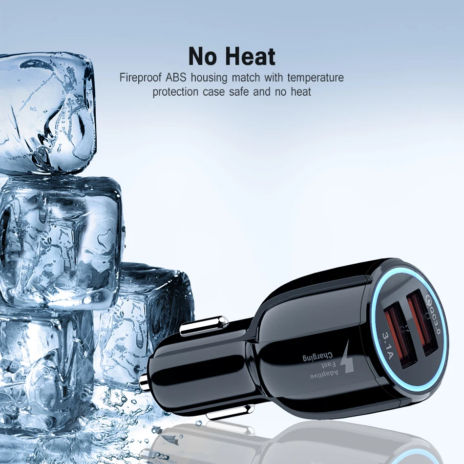 Автомобильное зарядное устройство адаптер Быстрая зарядка 3 0 USB кабель для Xiaomi Dual