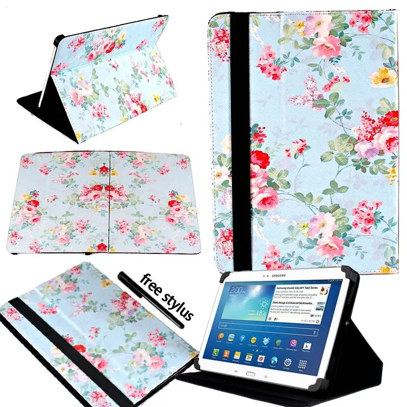 Blue Floral KK&LL для samsung Galaxy Tab 3 10,1 p5200 GT-P5210 кожаный чехол-книжка для планшета+ Бесплатный стилус - Цвет: Blue Floral