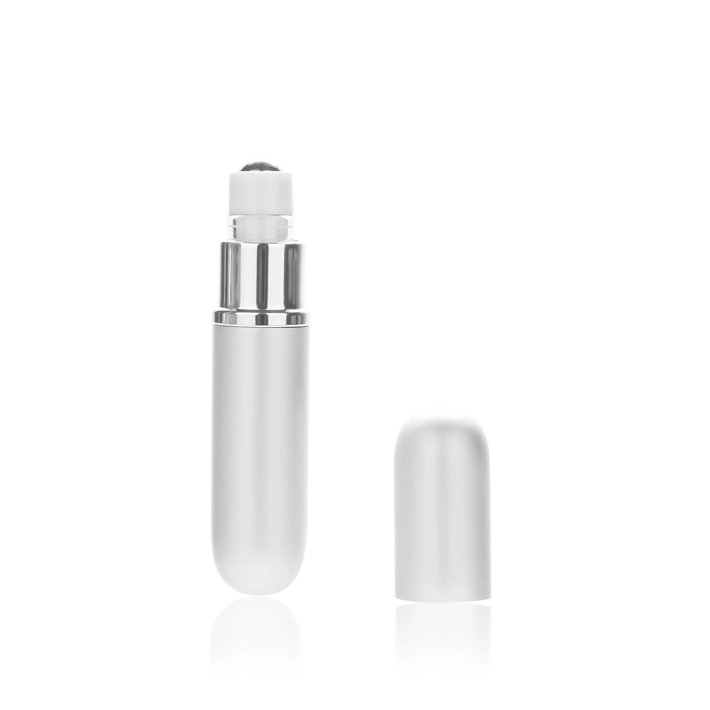 MUB-5ml, портативный мини многоразовый флакон для духов, эфирное масло, металлический роликовый шар, пустой контейнер для путешествий, герметичный рулон бутылок - Цвет: Серебристый