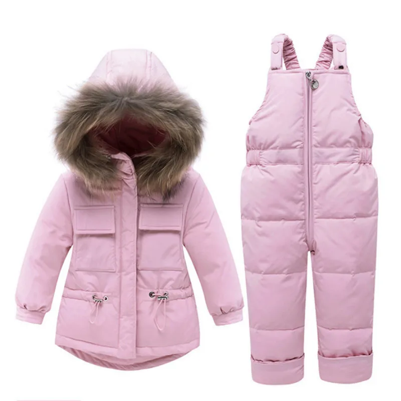

Down Jacket 2019 Winter New Kids Overall for Girl Clothes Children Snowsuit Baby Boy Parka Coat Toddler Clothing Set -30 Degrees