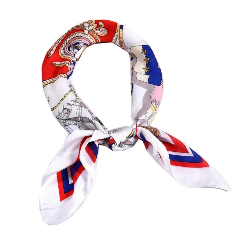 

Женский Шелковый летний платок 70x70 см с принтом животных, шарф атласный в полоску, шейный платок, платок для девушек, квадратный шарф в горош...