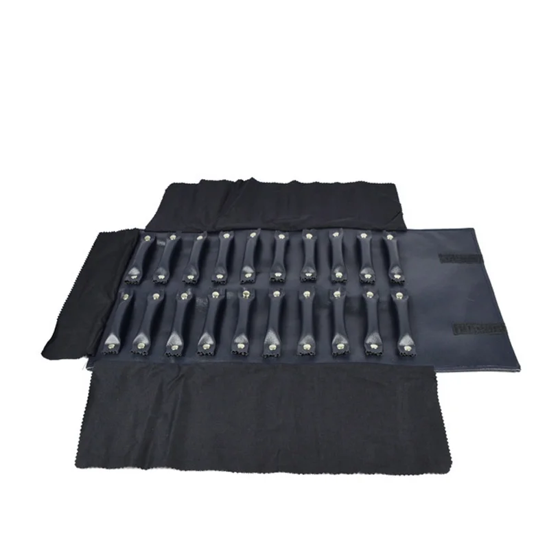 

Newest Dark Blue Leather Ring Storage Bag RingTravel Portable Roll Pouch Jewelry Organizer Foldable Ring Storage Pouch
