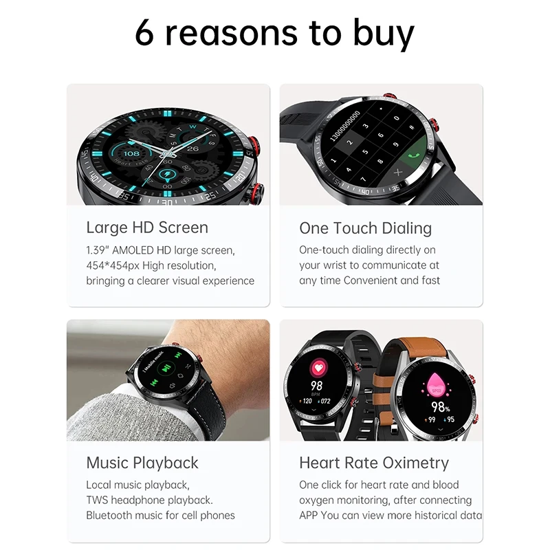 Tanie LIGE 2022 Inteligentny Zegarek AMOLED 454*454 Zegarki Fitness Sportowy Połączenie Bluetooth Zegarek Lokalnej Muzyki Smartwatch Dla Mężczyzn Android IOS