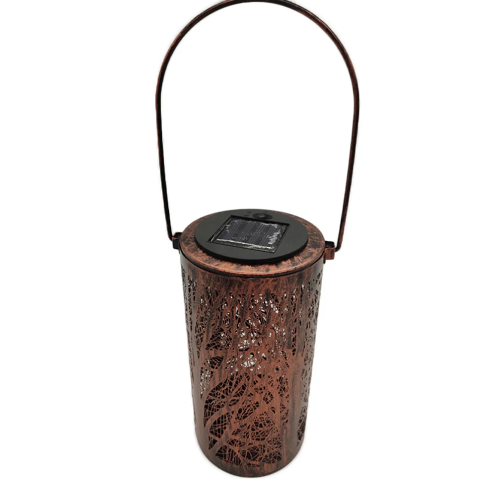 

NEW Solar Wrought Iron Woods Hollow Lantern Outdoor Metal Feather Pattern Lighting Outdoor Decor