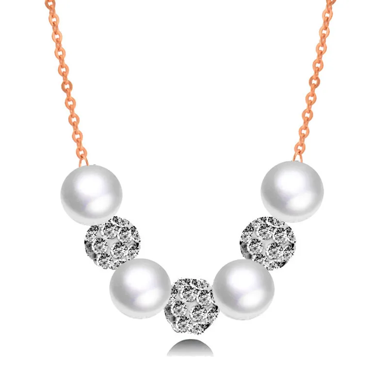 LEEKER винтажное серое белое жемчужное ожерелье для женщин Rolling Crystal Beads розовое золото серебро цвет цепи 188 LK1 - Окраска металла: rose gold plated