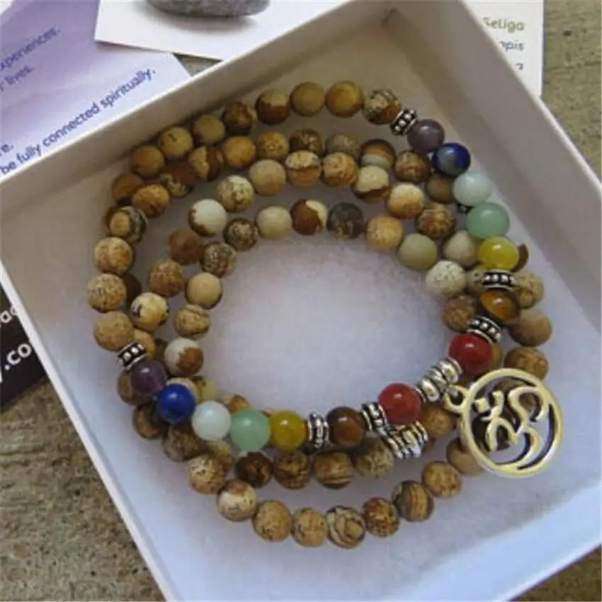 Браслет мала из камня с изображением 6 мм браслет бусинами 108 драгоценного на