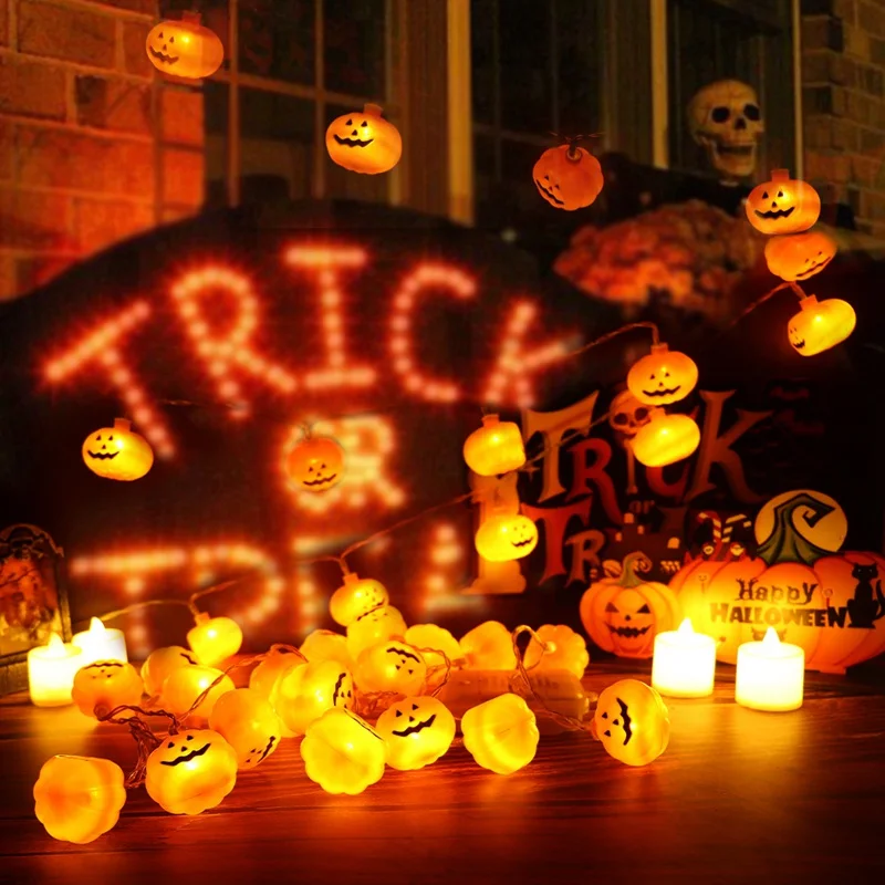 10 светодиодных гирлянд на Хэллоуин тыква паук летучая мышь Череп светильник
