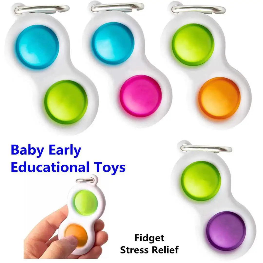 

Children Adult Simple Dimple Fidget Toy Small Stress Relief Keyring Pendant Push Bubbles Autism Special Needs Adult Kids Toys