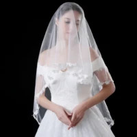 2020 luxury 1 5 meter white wedding veils short one layer bridal veil small butterfly appliques wedding accessories