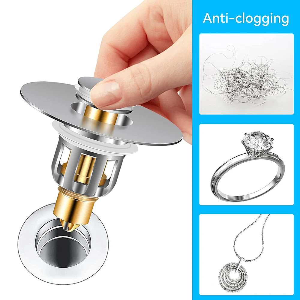 

Upgraded Universal Bathroom Sink Stopper For Kitchen Bathroom Push Type Sink Drain Plug Anti-clogging Sink Plug Drainer