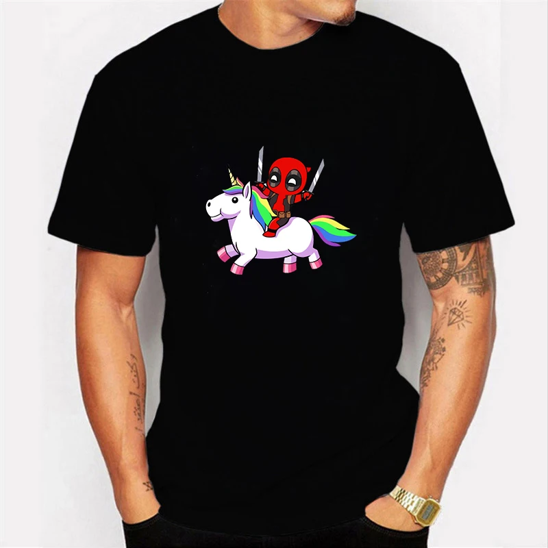 Deadpool T Shirt 5 Футболка Харадзюку, футболка Дэдпул, повседневные короткие мужские топы с надписью I Am Unicorn, крутая Мужская одежда, уличная одежда, Camisetas Hombre - Цвет: Deadpool T Shirt 5