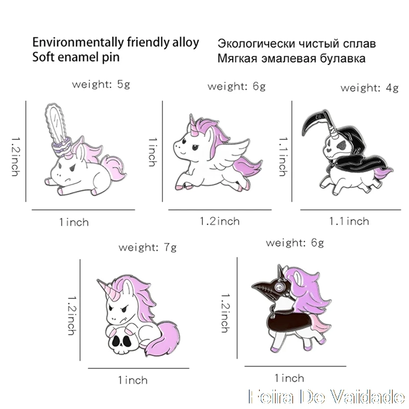Ювелирные изделия из розового цвета с изображением единорога эмаль на булавке
