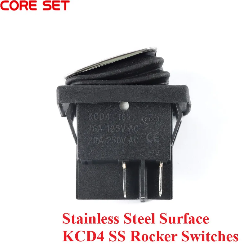 KCD4 SS Клавишные переключатели кнопки питания поверхности из нержавеющей стали