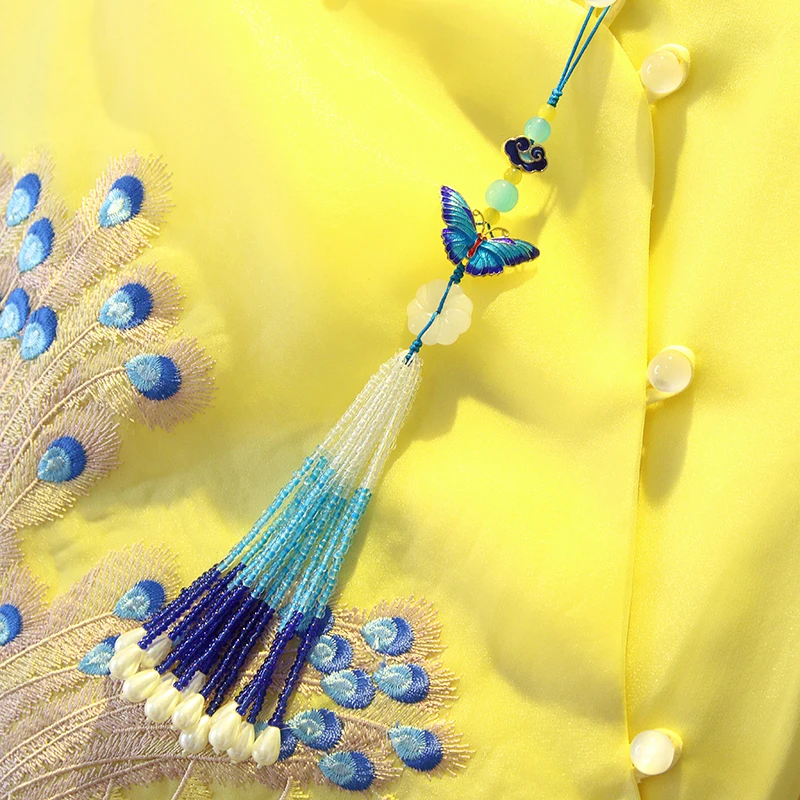 Китайский стиль оснащен cheongsam ручной работы cloisonne искусственный бисер кисточки аксессуары с бахромой подвески