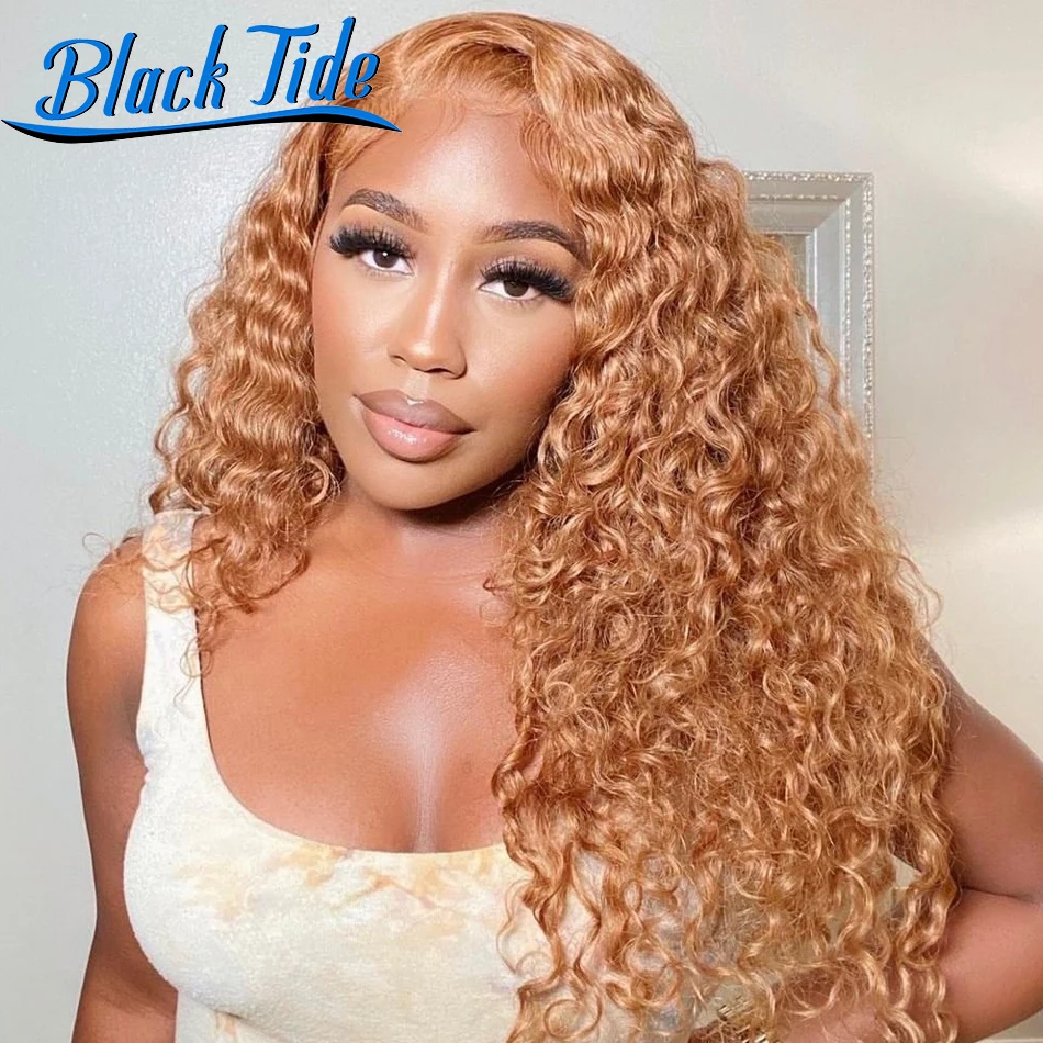 Ginger Lace Front Wig Remy Curly Lace Front Wig Honey Blonde Lace Front Wigs Brazilian 180% 13x4 HD Transparent Lace Frontal Wig