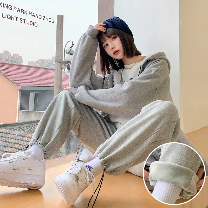 Брюки женские прямые в стиле оверсайз уличная одежда джоггеры спортивные штаны с