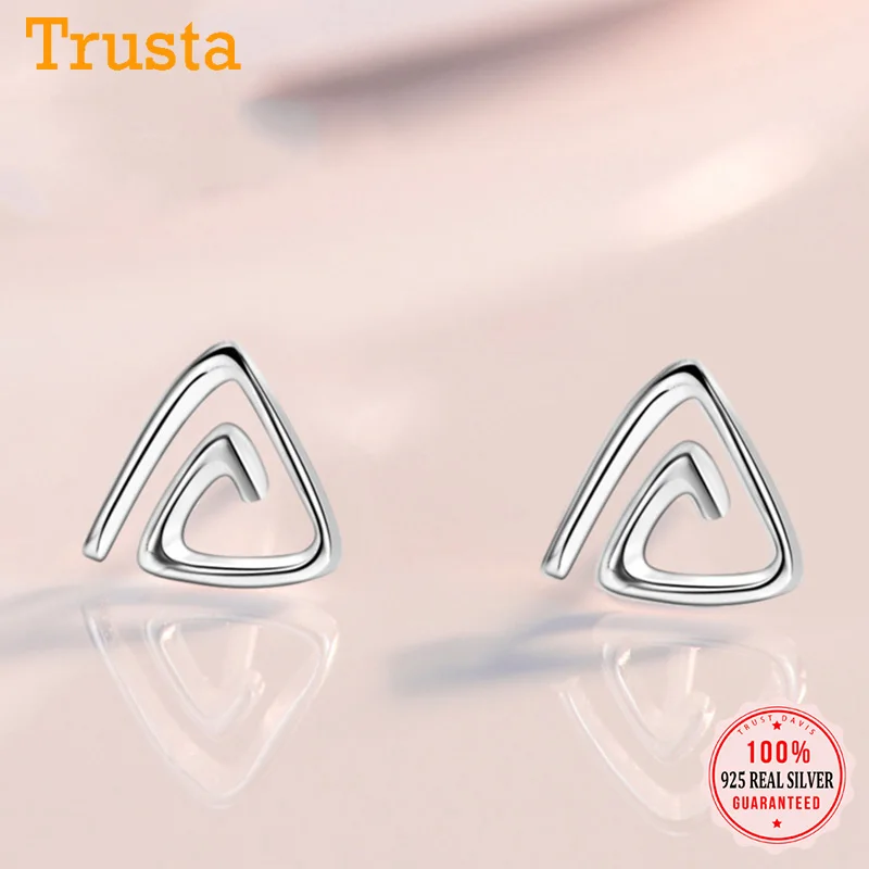 

Trustdavis Real 925 Sterling Silver Charm Sweet Spiral Triangle Stud Earrings For Women Wedding Party Fine S925 Jewelry DA1632