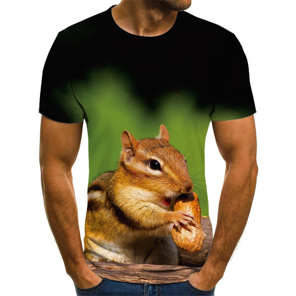 

Футболка мужская оверсайз с круглым вырезом, модная тенниска с 3D-принтом белки, майка с короткими рукавами, с животным принтом, мягкая майка,...