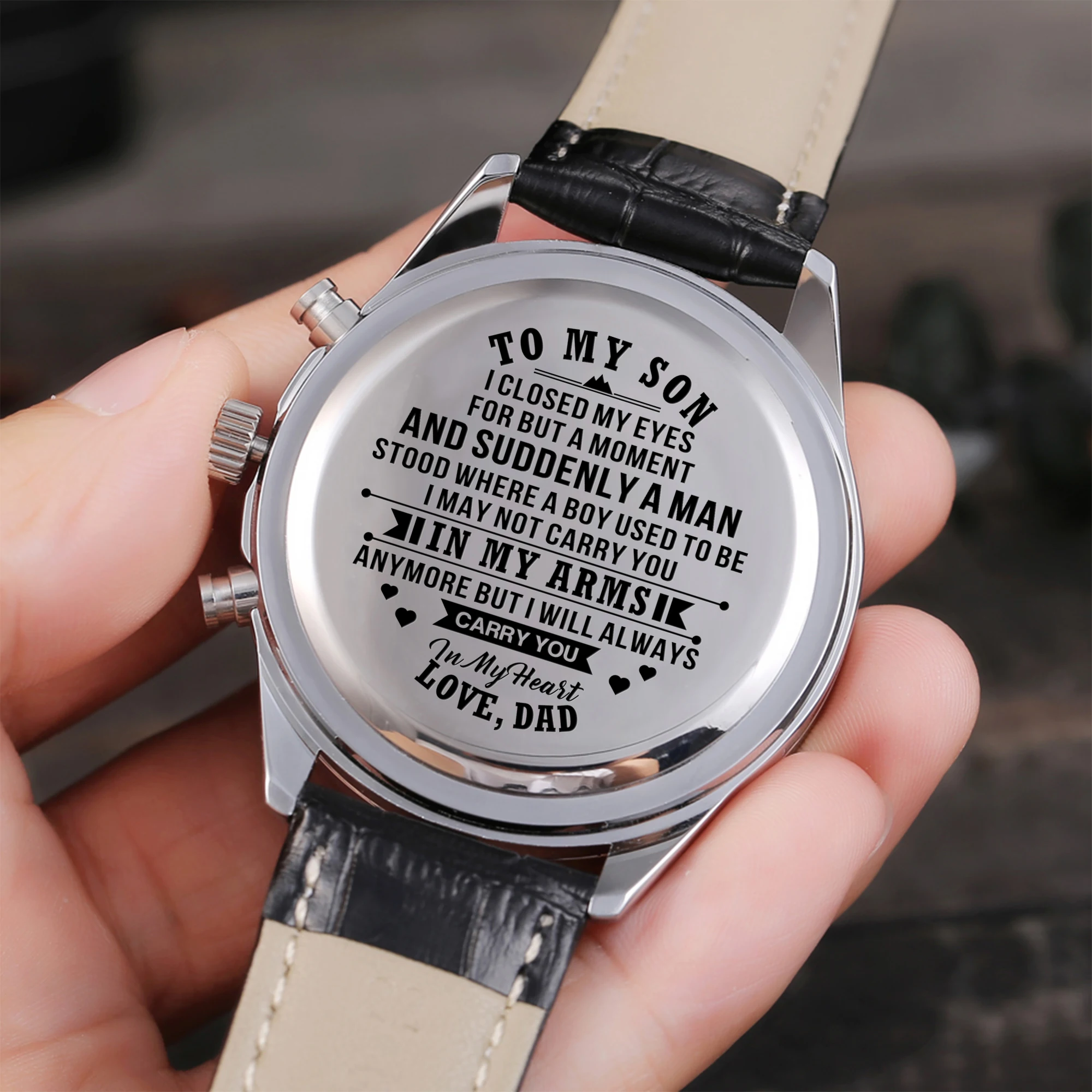 

Dad To My Son-Engraved Watch I'M Always Here For You Luxury Watches Birthday Holiday Anniversary Gifts Wristwatches
