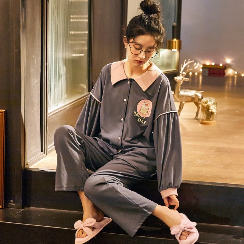 

JVCAKE Pajama Sets Women Cotton Harajuku women's home suit plus size suit Autumn Suit Sleepwear Clothing pajamas for women