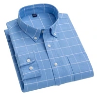 aoliwen brand 2021 high quality mens casual shirts button down collar regular fit checked long sleeve fashion new plaid shirt