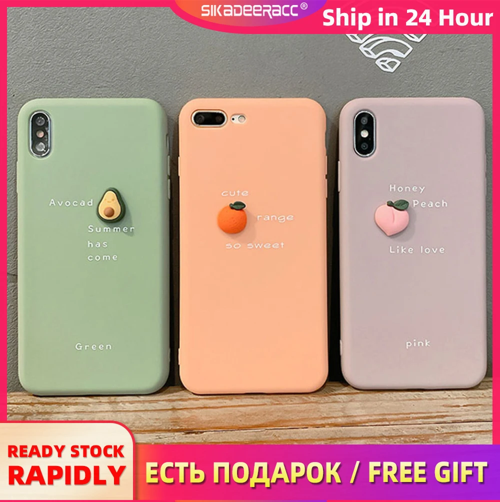 Чехол для телефона с авокадо iPhone 6 7 11 Pro 6s 8 Plus X XS MAX XR оранжевый персиковый тонкий