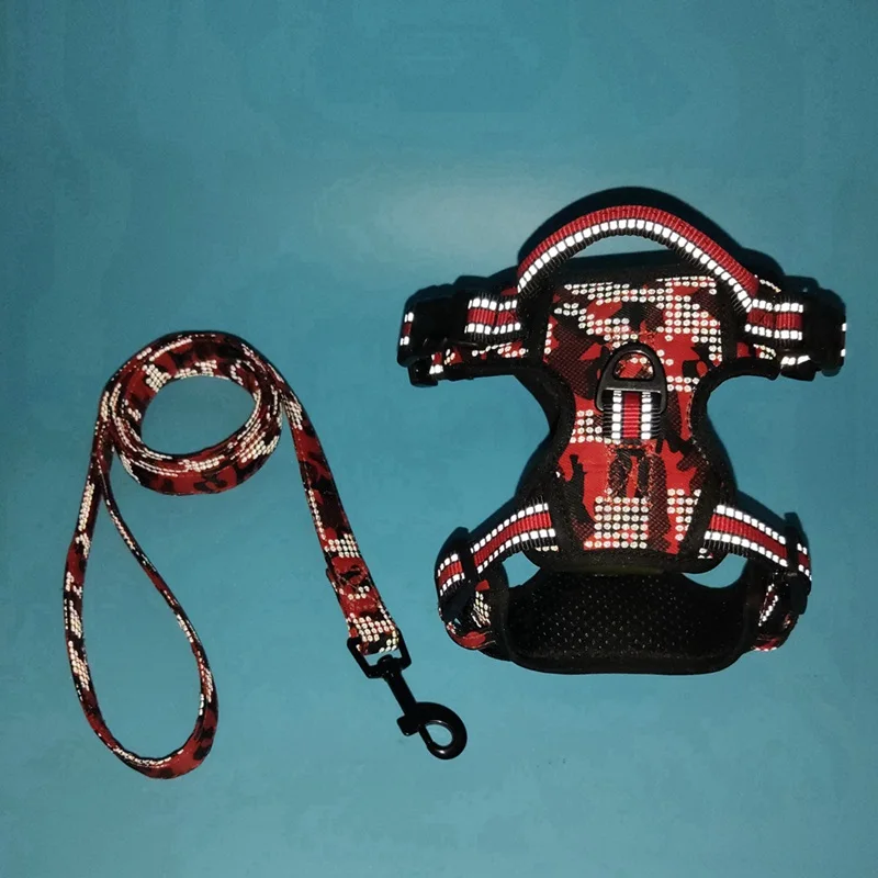 

Reflective Fashion Dog Pet Harness Collar Adjustable Leash Set Big Large Medium Small Dog Harnesses Vest Husky Dogs Supplies