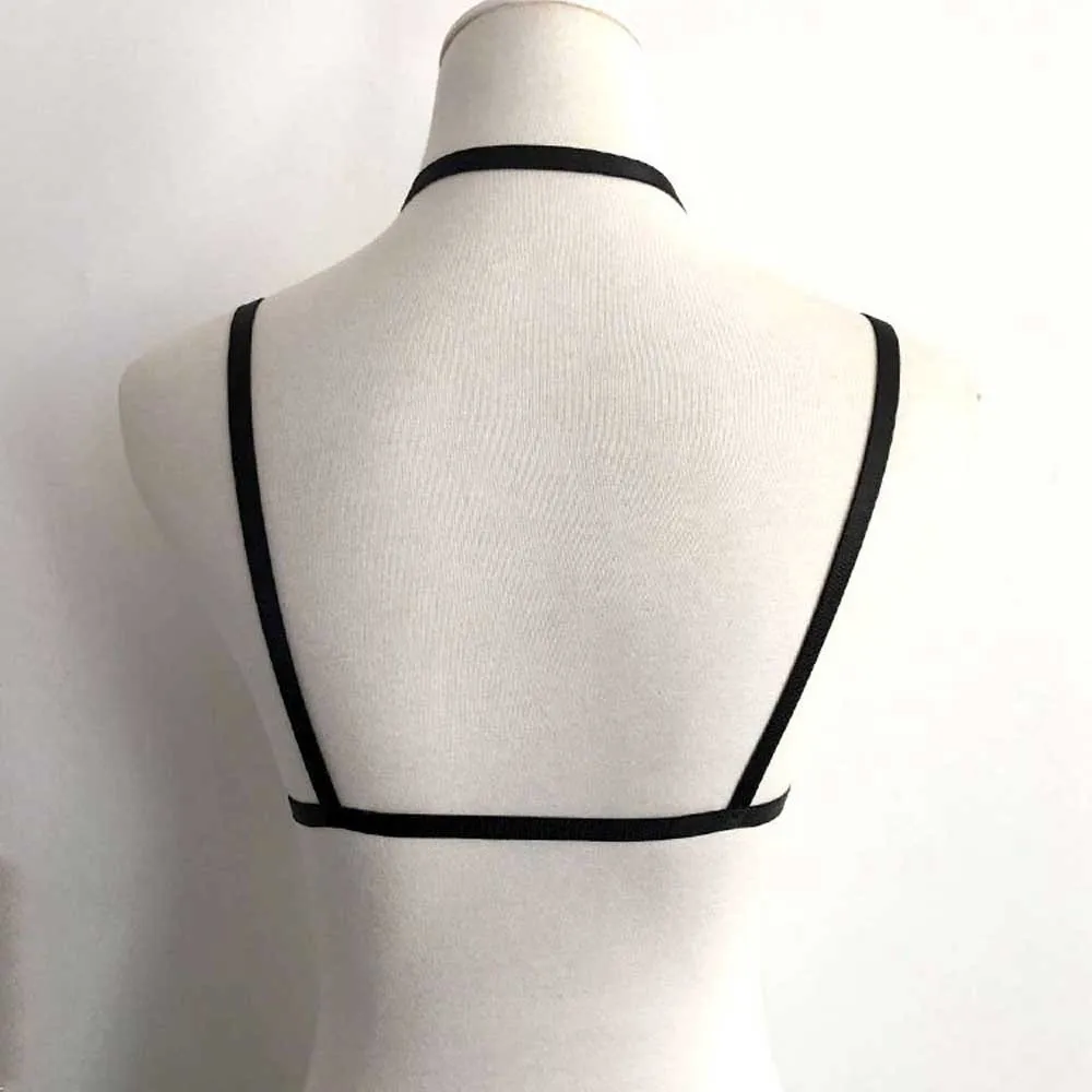 Модный уличный панковский Готический эластичный бюстгальтер топ с прозрачными