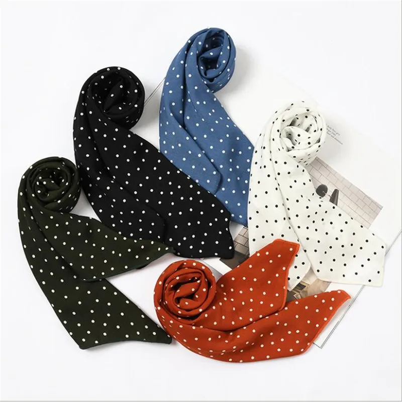 

New 70x70cm Women Polyester Silk Scarf Small Big Dot Striped Printed Satin Small Square Wraps Scarves Shawls Headband Neck Ties