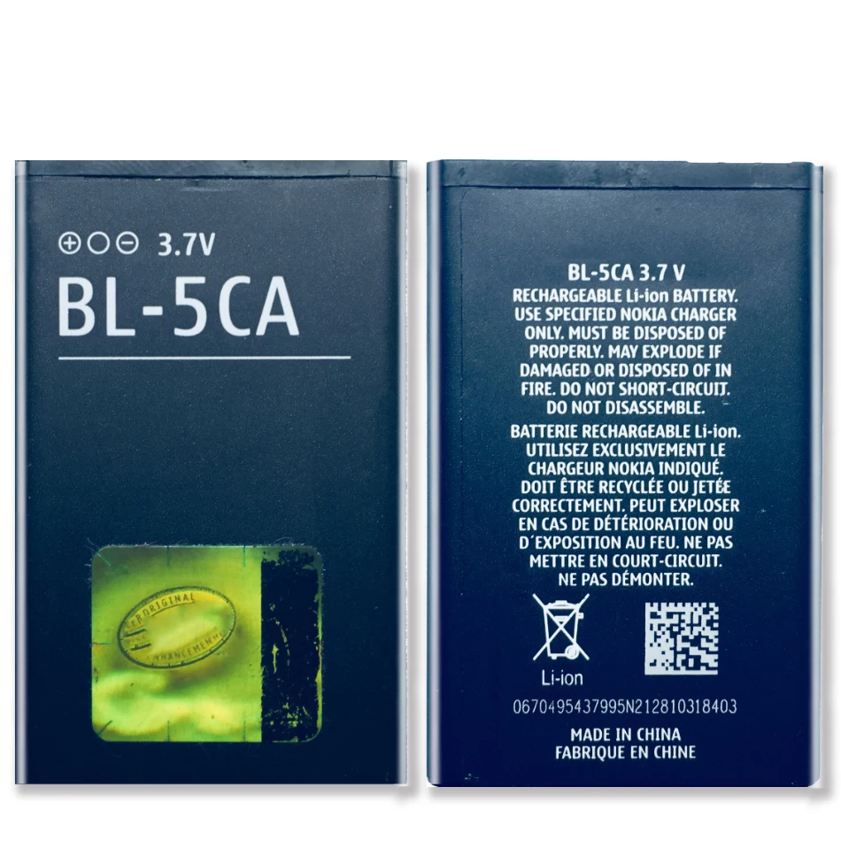 

BL-5CA BL5CA Battery For Nokia 1110 1111 1112 1200 2310 5130XM 7600 N70 E60 5030 C2-00 C2-01 X2-01 BL 5CA