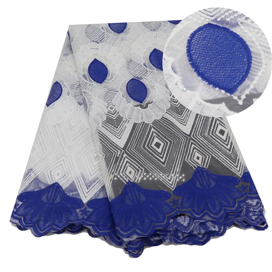 Синий Новый дизайн африканская Кружевная Ткань 5 ярдов гипюр кружевная ткань