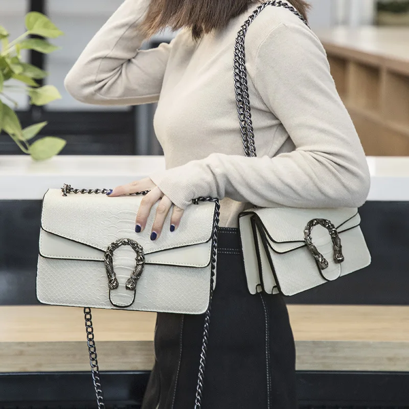 Сумки на плечо из кожи аллигатора с цепочкой для женщин 2019 женские сумки