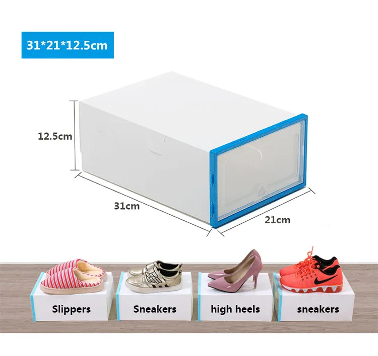 6pack Transparent shoe box dustproof storage box can be superimposed combination shoe cabinet Clamshell shoe organizer