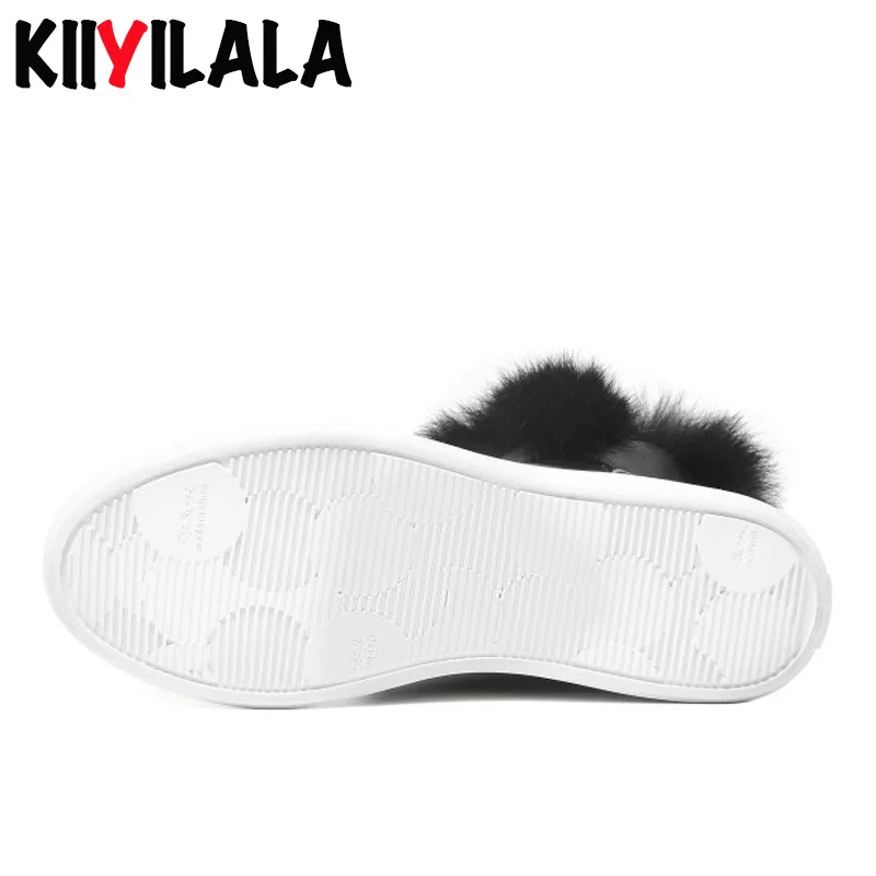 Kiiyilal New Warm Side Zipper Snow Boots Real Rabbit Fur Winter Shoes Height Increasing Woman Short Plush Women | Обувь