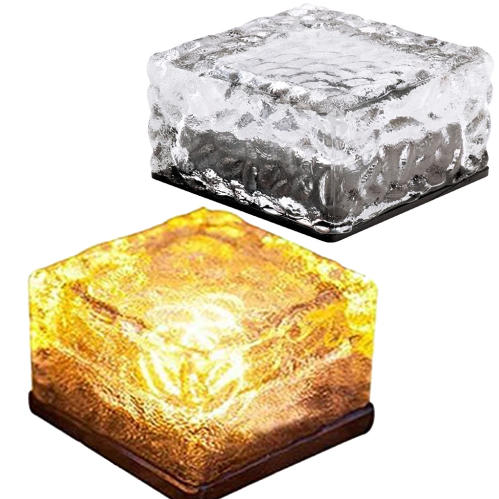 

Solar Glass Brick Lights Led Ground Deck Light Outdoor Floor Underground Lamp Landscape Garden Night Lighting For Pathway Decor