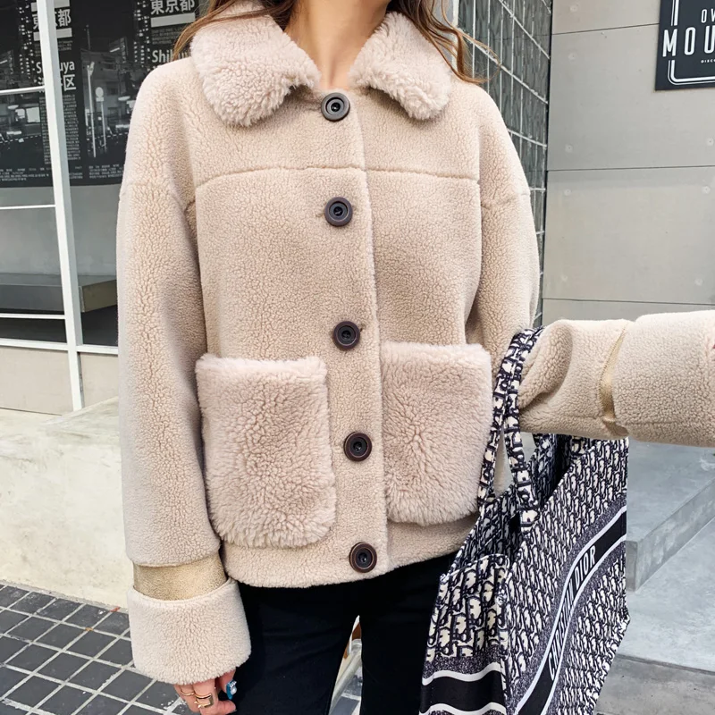MUMUZI Women's Fur Coat Faux Sheepskin Fur Jackets Thick Warm Fake Fleece Parkas Ladies Winter Thermal Outerwear Teddy Bear Coat