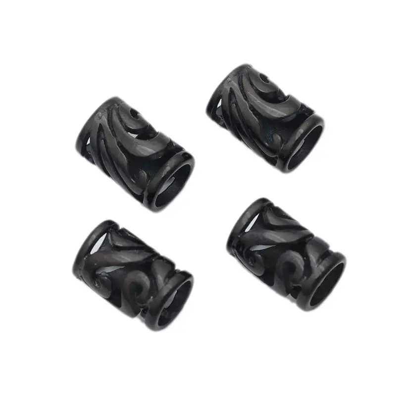 Круглые бусины из нержавеющей стали 304 золотистые цилиндрические с полым узором