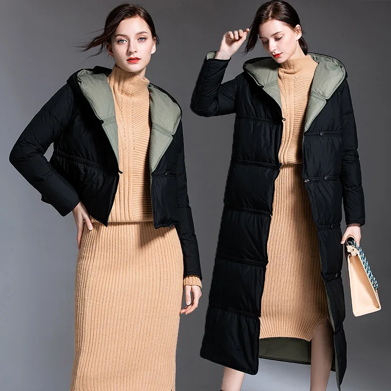 Модная стеганая толстая пуховая куртка женская зимняя парка 2019 новая белая на