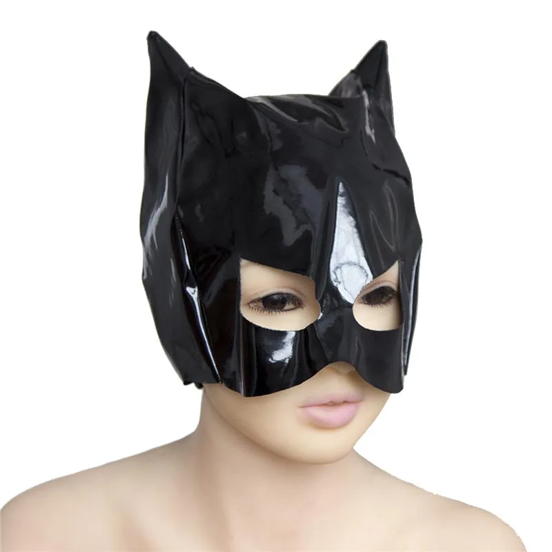 Женский маскарадный костюм бандаж из лакированной кожи с кошкой и капюшоном|costume