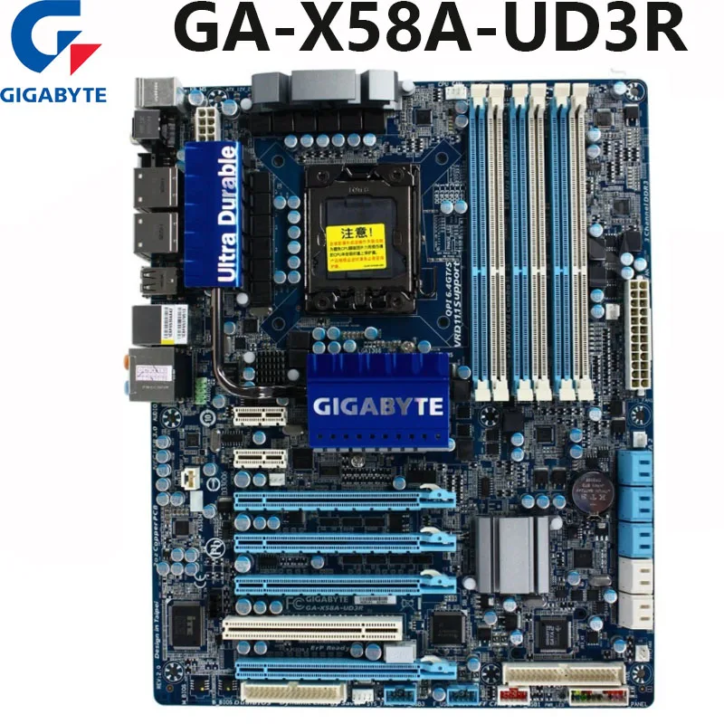 

Материнская плата Gigabyte X58, GA-X58A-UD3R контактов, L5639 L5520 DDR3 SATA III, для ПК