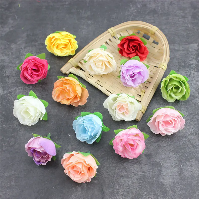 10 шт. искусственная чайная роза маленькая Пионовая головка для свадебного