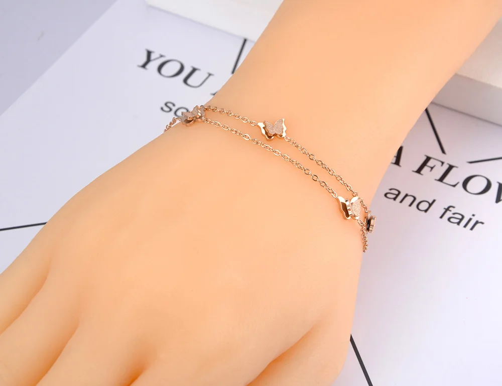 Lokaer богемский титановый браслет из нержавеющей стали с бабочкой для женщин