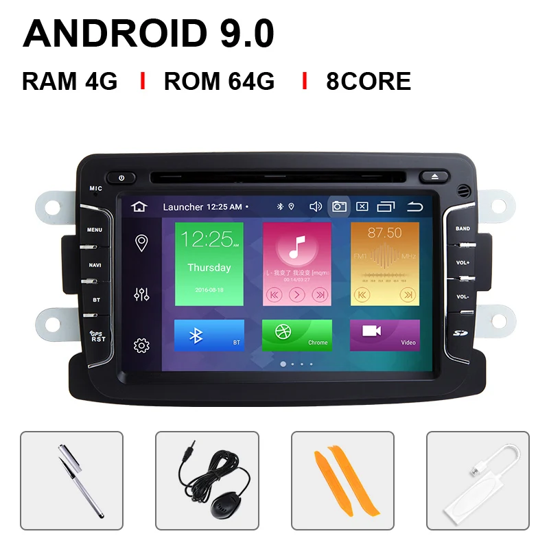 8 Core 64ROM Carplay DSP 4GB 1 din android 9,0 автомобильный радио мультимедиа для Dacia Lodgy Logan, Duster Sandero Renault Captur/Lada/Xray DVD gps навигация - Цвет: 8 Core 64ROM Carplay